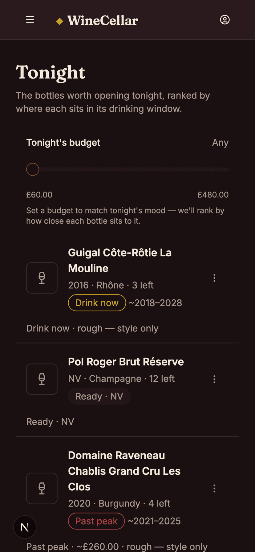 The Tonight shortlist recommending which bottles to open now